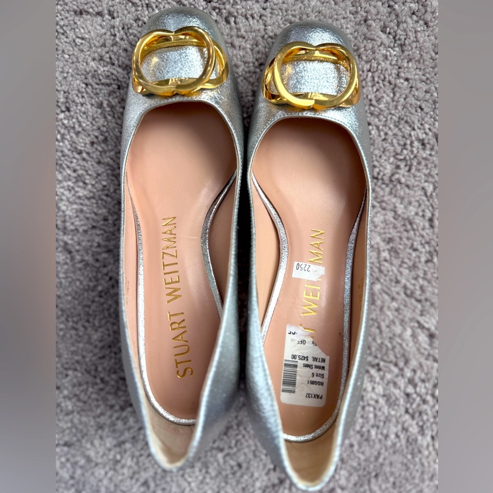 Stuart Weitzman Silver and Gold Heels with Metallic Finish